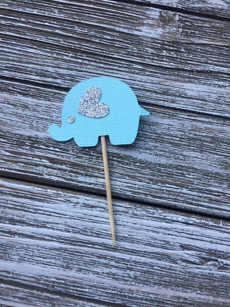 Gender Reveal Shower Cute Elephant Cupcake Topper Decoration- Fun Toppers Girl Baby Shower Boy Baby Shower
