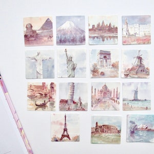 World Travel Stickers 45 pcs, Sticker Pack, Cute Planner Stickers, Journal Stickers, Laptop Stickers, School Teacher stickers
