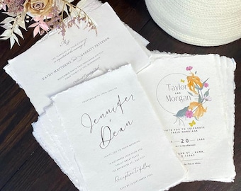 Papel hecho a mano, Papel de acuarela para artes, Paquete 25/50 - Invitaciones de boda, Notas de agradecimiento, Papel de algodón, Papel reciclado Papel con borde de cubierta