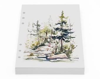 Wanderings A5 Watercolor Inserts for Refillable Binder - 300 GSM 6-Ring Binder Paper – 8 1/4 x 5 5/8" – Compatible with Filofax – 30 Sheets