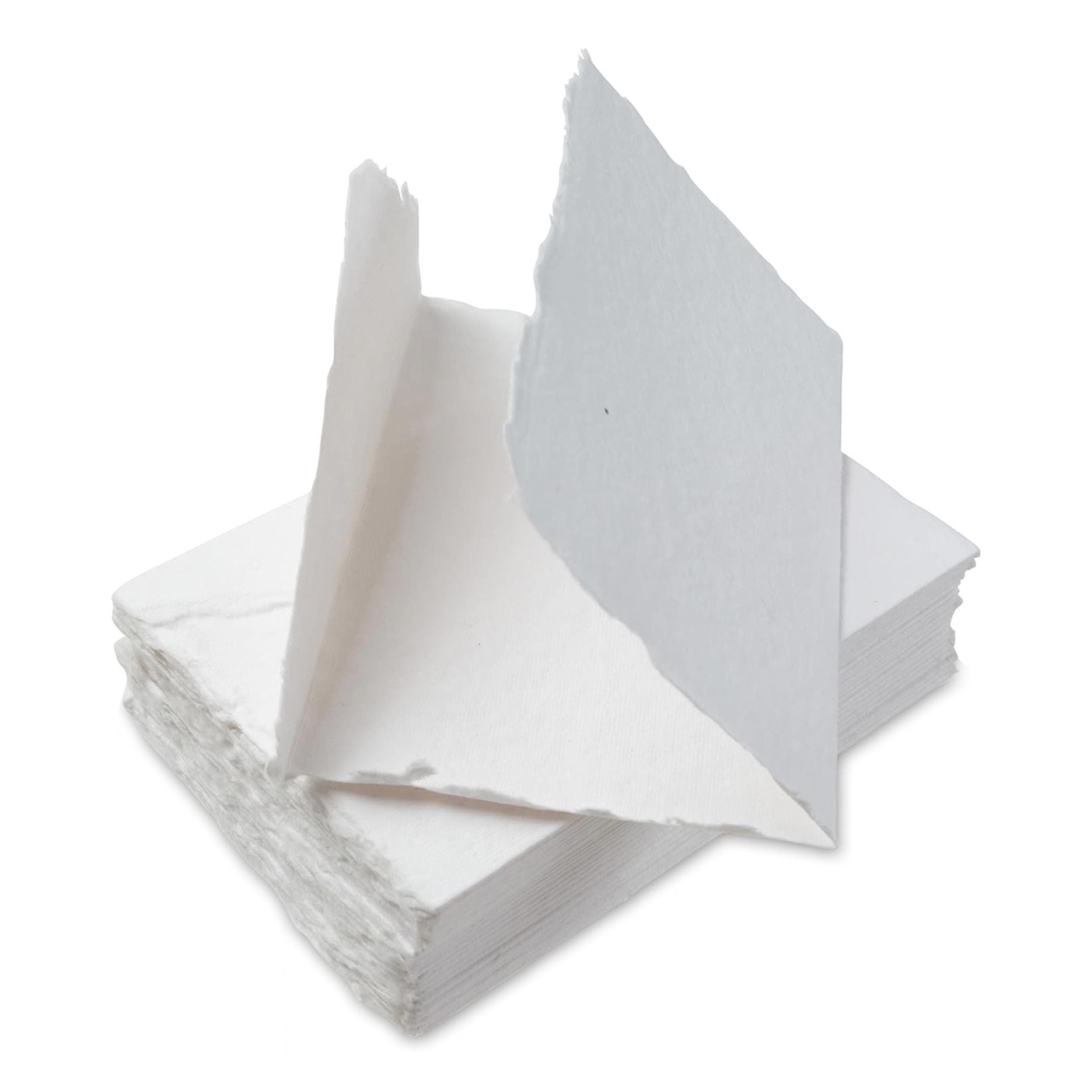 Wanderings Handmade Deckle Edge Blank Greeting Cards & Envelopes - 20 Cards, 5x7, 300gsm, Floral Art, 100% Recycled Cotton