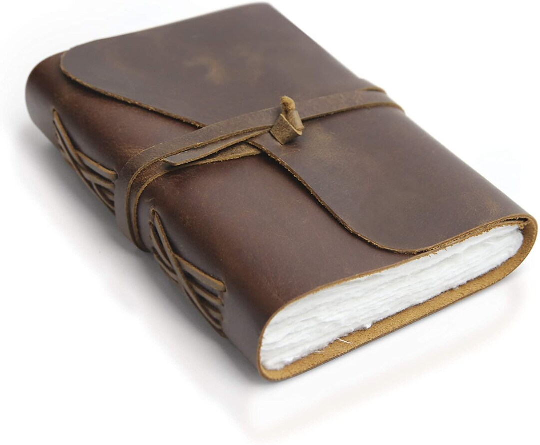 Vintage Leather Journal With Deckle Edge Flower Petal Embedded Paper - Etsy