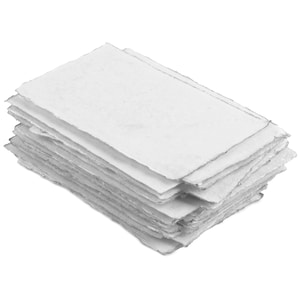 Papier chiffon en coton épais fait main 300 g/m² avec bordure taupe - Lot de 15 - Papier coton recyclé texturé pressé à froid pour aquarelle, techniques mixtes