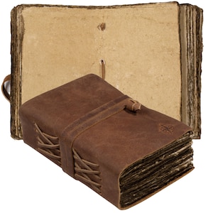 Handmade Leather Journal – Deckled Edge Paper, 4x6 Travel Size
