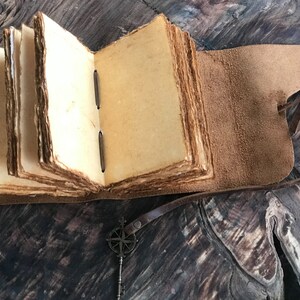 Vintage Antique Handmade Leather Bound Journal With Old Fashioned ...