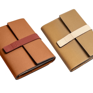 Agenda A5 de couro recarregável Wanderings - Pasta premium com 6 argolas - Compatível com Filofax, couro integral - Agenda sem data para 52 semanas, 18x23 cm