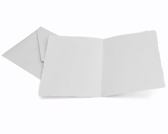 Deckle Edge Blank Cards & Envelopes – 300gsm Cotton Paper, 5x7" Set (Blank, Winter, Flowers, Bird Designs)