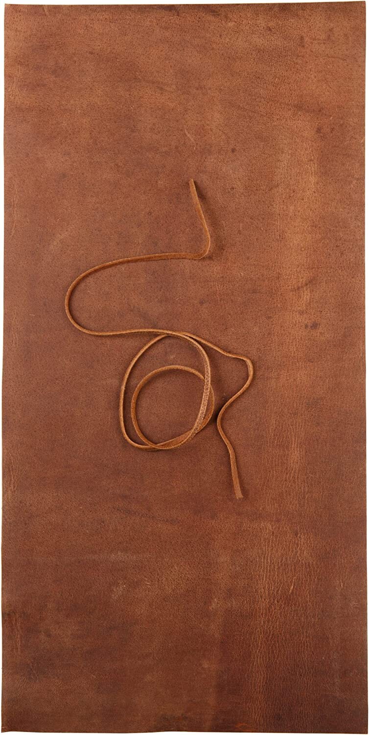 Genuine Leather Sheet for Leather Crafts - Full Grain Buffalo Leather Square – 1 Sheet (12"x24") + Leather Cord (36")