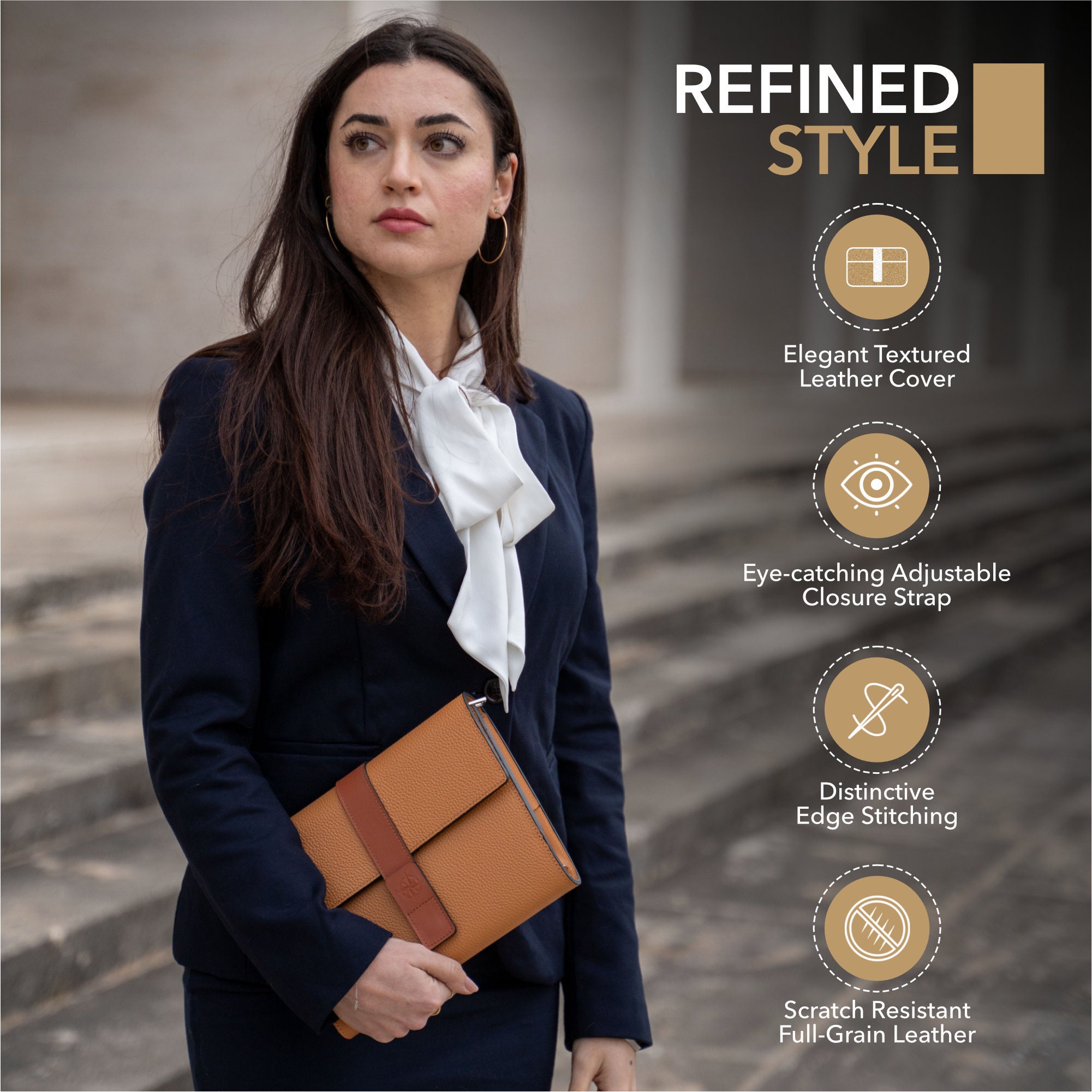 Wanderings A5 6-Ring Refillable Binder/Leather Planner – With Inner Pockets | Genuine Full-Grain Leather | 52 Week Undated Calendar | Compatible With Filofax – 7" X 9" / 18cm X 23cm - Caramel - View #12