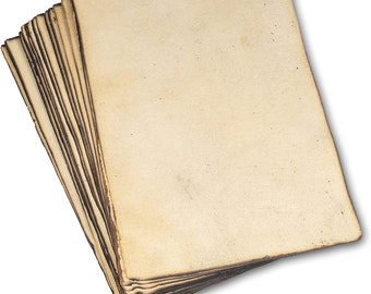 Antique Handmade Recycled Cotton Deckle Edge Paper with Slightly Burned Edge, 50 Pack, for Invites, Thank You Notes, Gift Tags, Arts, 150gsm
