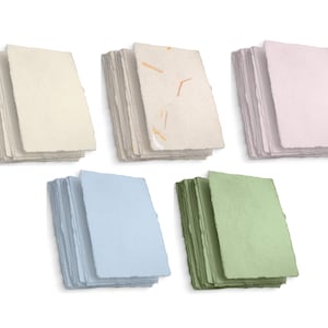 Papel de algodón hecho a mano, reciclado, con bordes desbarbados, paquete de 50 - Invitación de boda, baby shower, tarjeta de agradecimiento - 150 g/m²