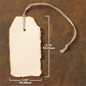 Handmade Paper Gift Tags with String - Vintage / White Deckle Edge - 25 Pack - Gift Wrap Tags, Price Tags - 150 GSM - 3.75 x 1.75” image 9