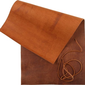 Genuine Leather Sheet for Leather Crafts - Full Grain Buffalo Leather Square – 1 Sheet (12"x24") + Leather Cord (36") image 2