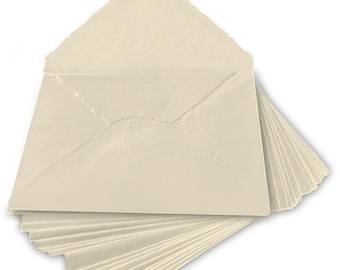 Wanderings Handmade Ivory Deckle Edge Envelopes - Package of 25 - for Announcements, Wedding Invitations, Greeting Cards - Thick 150 GSM