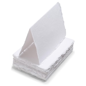 Cartões artesanais com borda de madeira, 3,5" x 2" – 150 g/m² - Pacote com 50 unidades de papel de algodão texturizado, cartões de lugar, cartões de nome em branco, jogos de mesa, etiquetas de presente