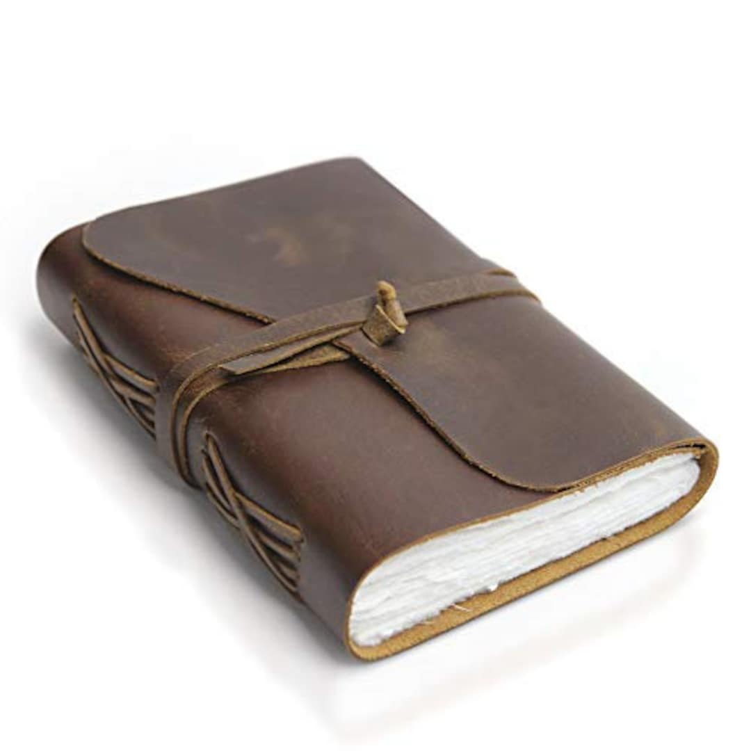 Rustic Notebooks Vintage Leather Journal - Handmade Leather Bound Notebook With Handmade ...
