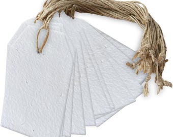 Handmade Seed Paper Gift Tags with String - 25 Pack - Plantable Gift Wrap Tags,  Price Tags - 150 GSM - 3.75 x 1.75”