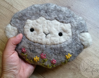 Felted sheep purse, felt little bag, Cute gift for Easter