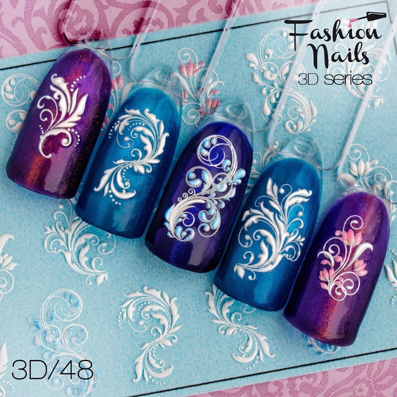 3D Nail Decals Monogram Nail Water Transfer Nail Stickers Etsy