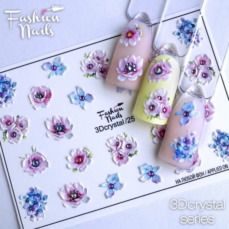 3D nail decals Crystals nail stickers Сharms nail water Etsy