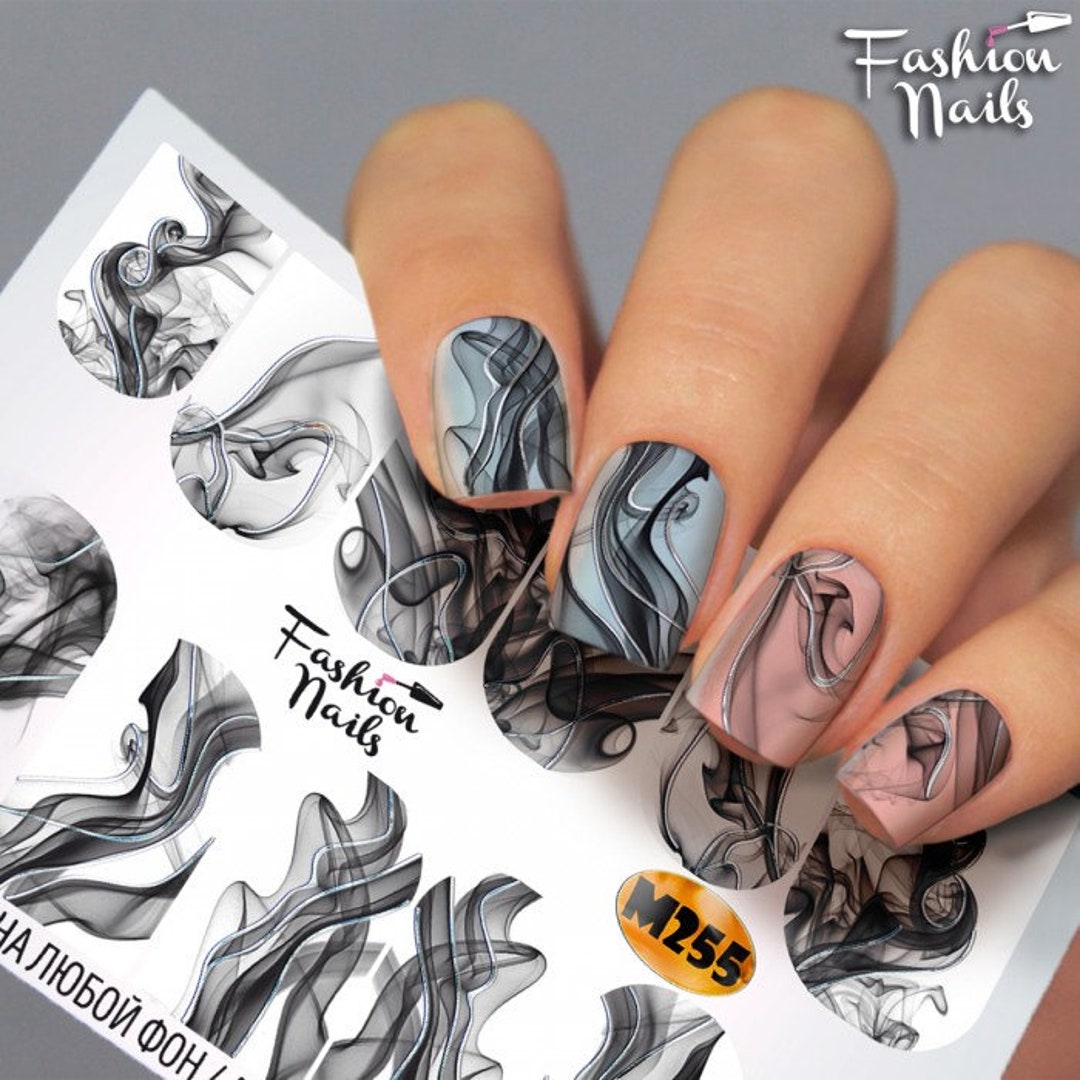 Smoke Nail Decals Foil Nails Water Transfer Gradient Nail - Etsy Smoke Nail Decals Foil Nails Water Transfer Gradient Nail - Etsy