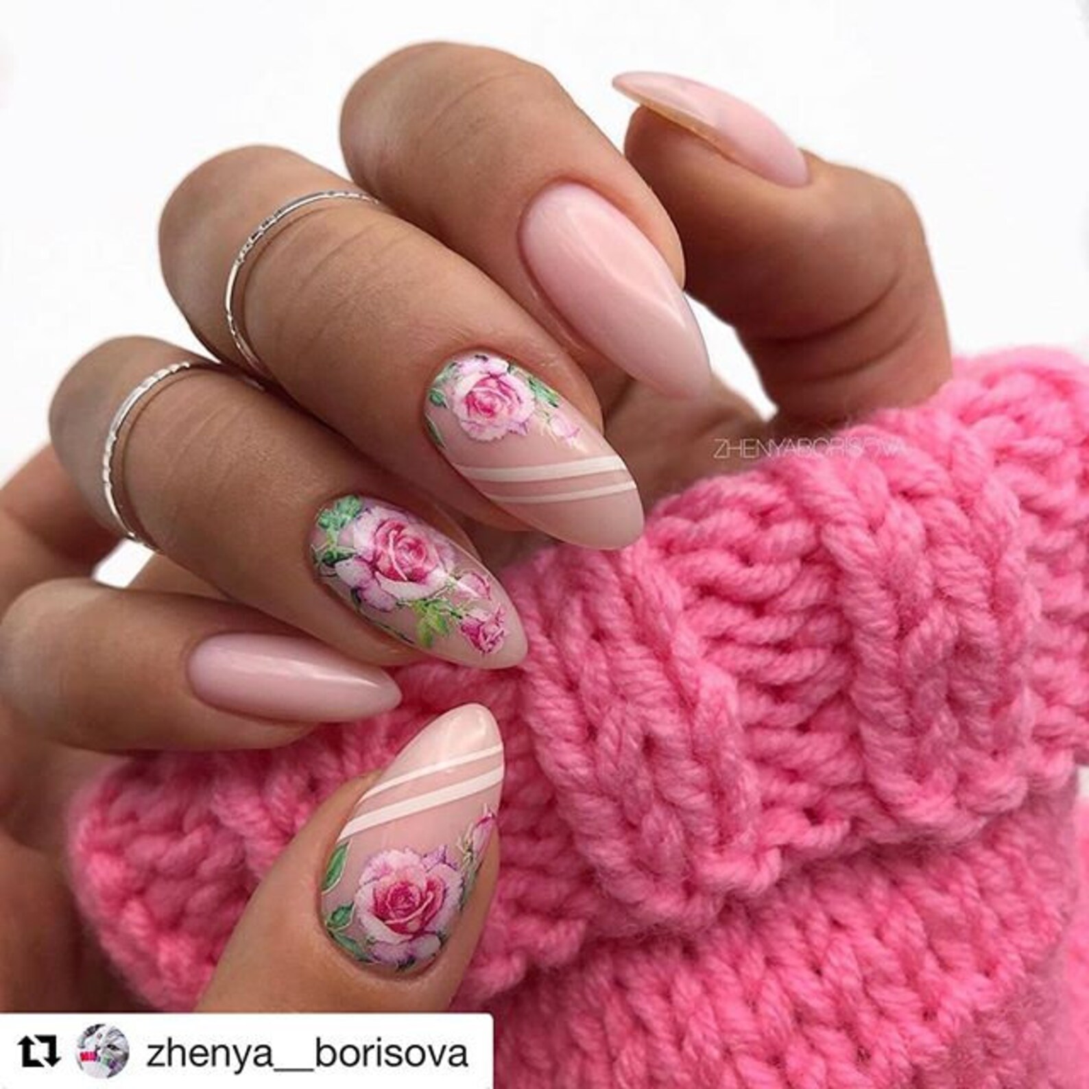 Floral Nail Decals Blue Roses Nail Water Transfer Pink Roses Etsy