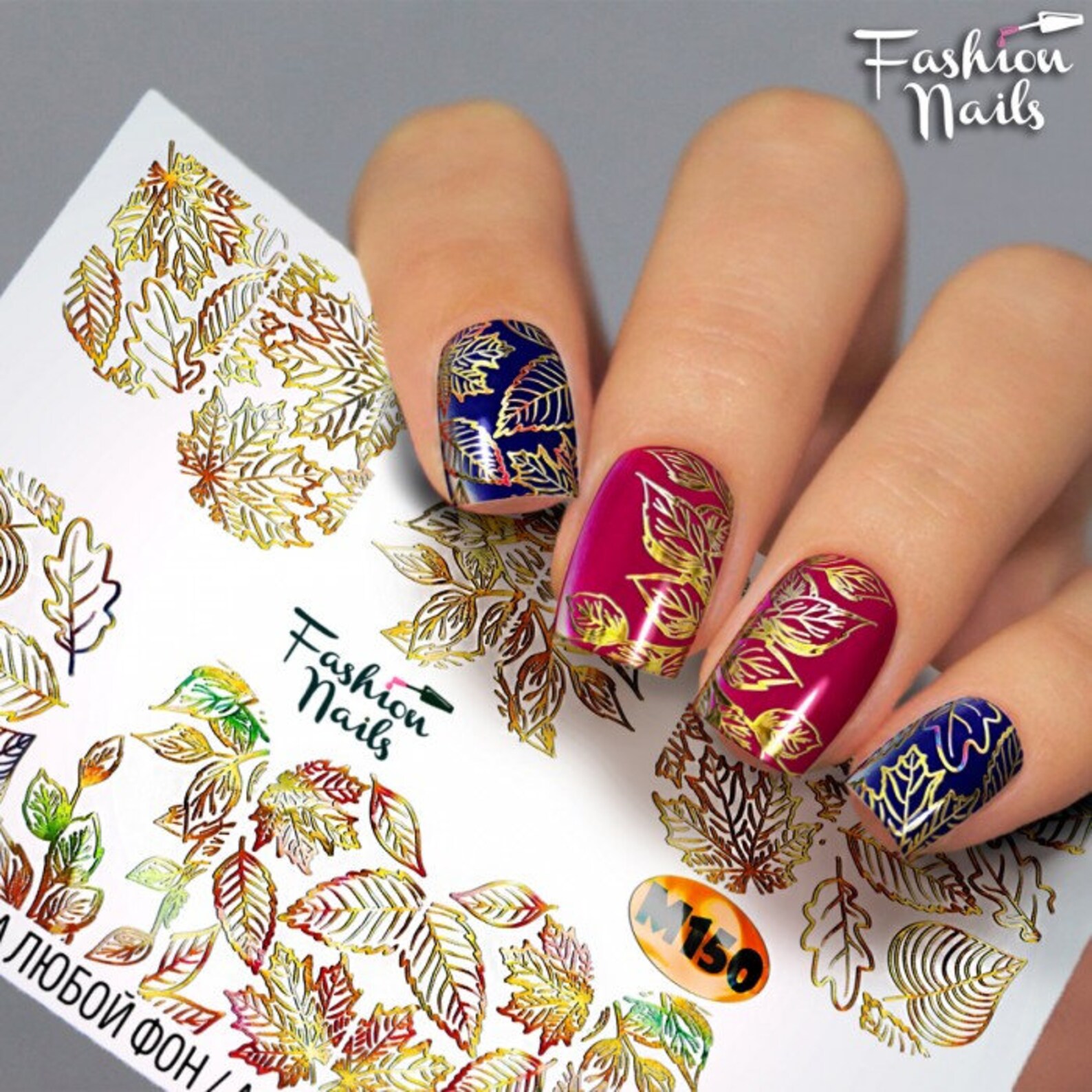 Gold Leaves Nail Decals Foil Nail Water Transfer Nail Art Etsy Denmark