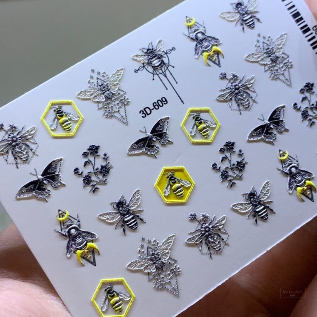 3D Abstraction Geometric Nail Decals Nails Stickers Butterfly Etsy