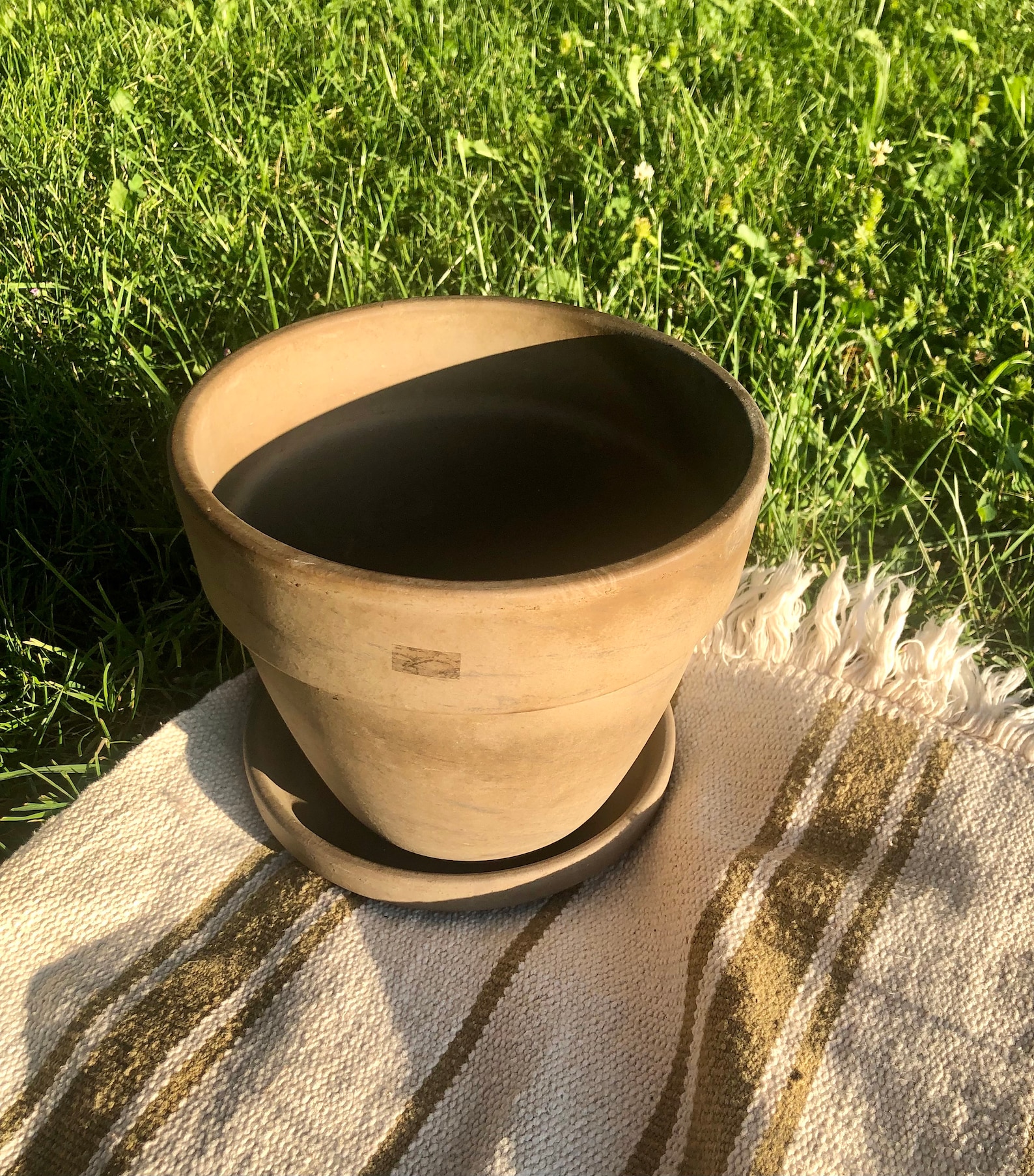 Concrete Style Plant Pot W Saucer Etsy