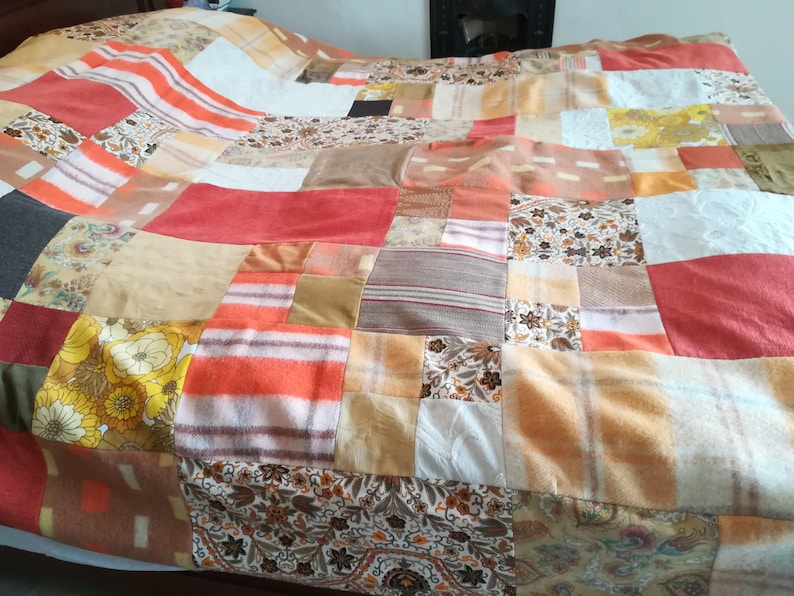 Patchwork Bed Cover French Bedspread Up Skilled Fabric Patchwork Bedspread Vintage Bedspread Large and heavy Bedspread