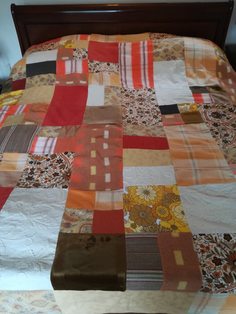 Patchwork Bed Cover French Bedspread Up Skilled Fabric Patchwork Bedspread Vintage Bedspread Large and heavy Bedspread