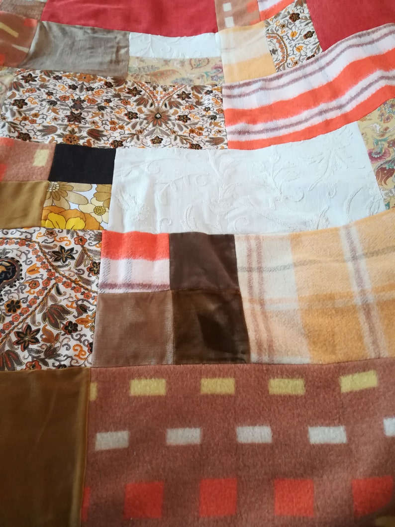 Patchwork Bed Cover French Bedspread Up Skilled Fabric Patchwork Bedspread Vintage Bedspread Large and heavy Bedspread