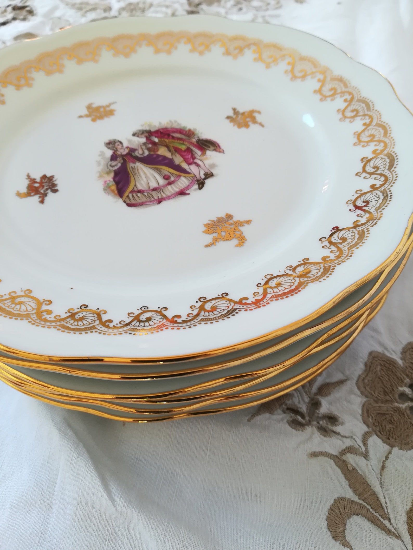 Vintage French Plate Side plates Veritable Porcelaine Etsy