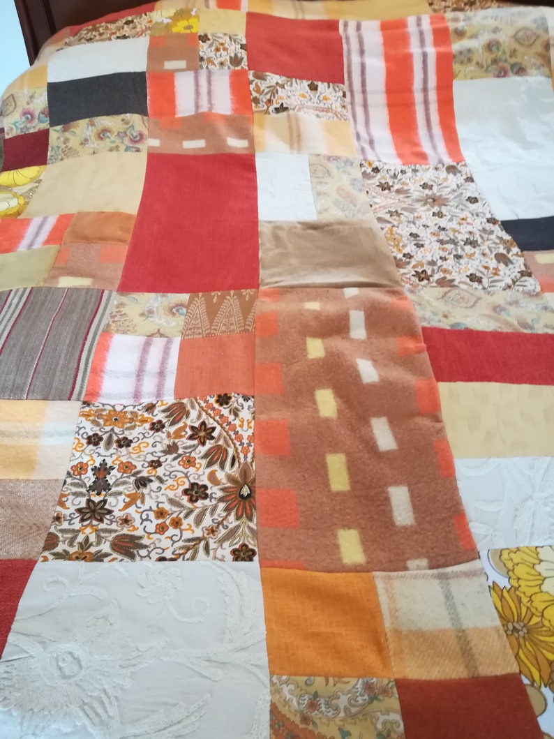 Patchwork Bed Cover French Bedspread Up Skilled Fabric Patchwork Bedspread Vintage Bedspread Large and heavy Bedspread