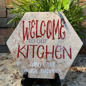 Welcome to my (our) Kitchen Tile, where the Magic Happens Mothers Day Housewarming Gift,