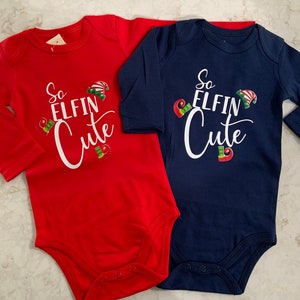 Christmas Baby Long sleeved Onesies - So Elfin Cute - Multi Colors and Sizes - Gift-Holiday