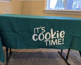 Girl Scout Tablecloth - It's Cookie Time -Custom Made/Girl Scout/Cookies/Cookie Booth