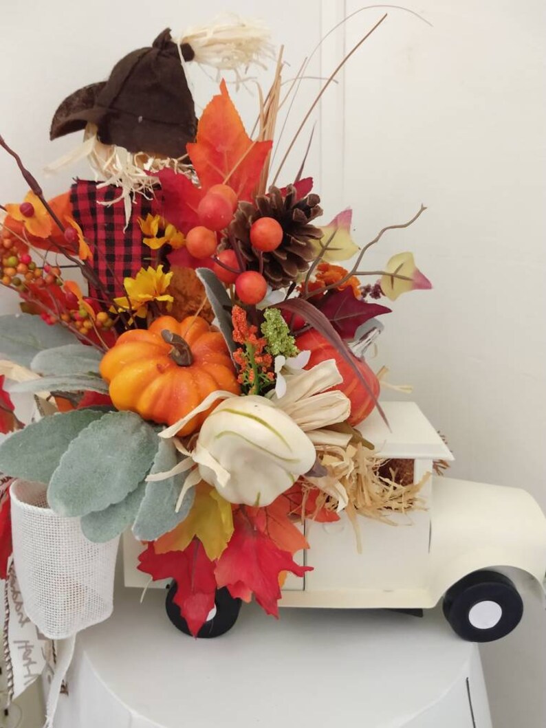 Truck Centerpiece Fall Truck Decor White Truck Truck Etsy