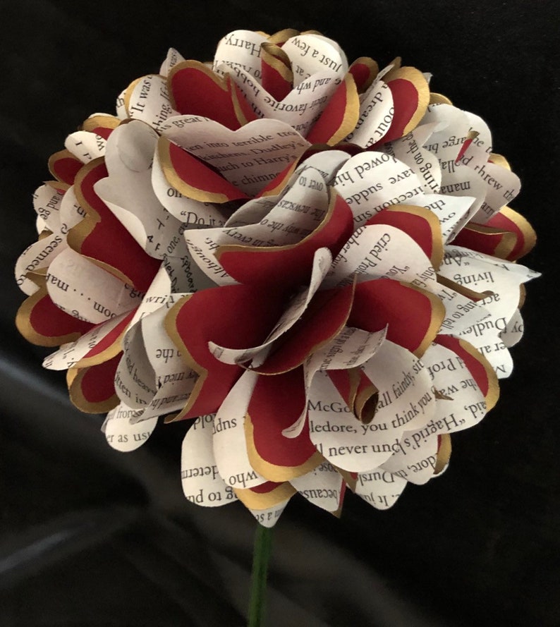 Harry Potter inspired book flower bouquet with painted gold or Etsy