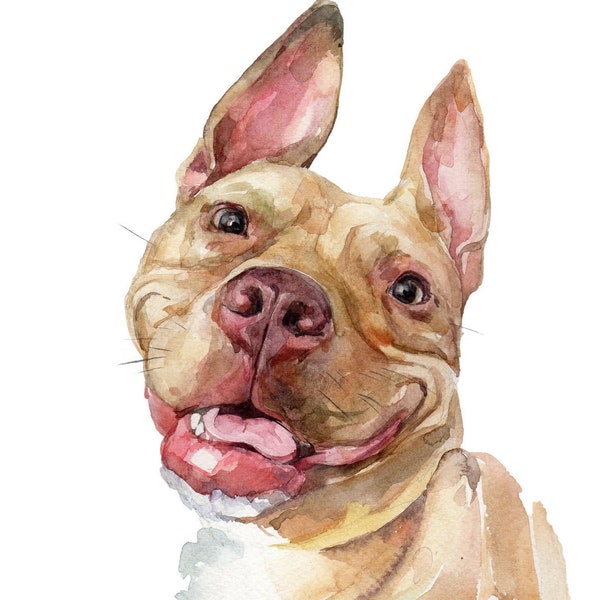 100% Hand-Painted Custom Pet Portrait Watercolor Painted from You Own Photo