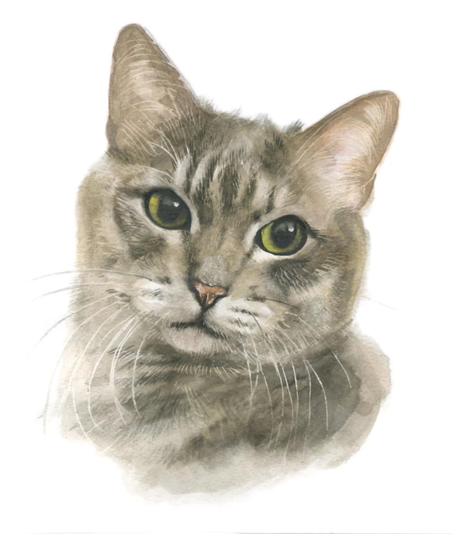 Custom Cat Portrait Watercolor Hand Painted From Your Photo - Etsy