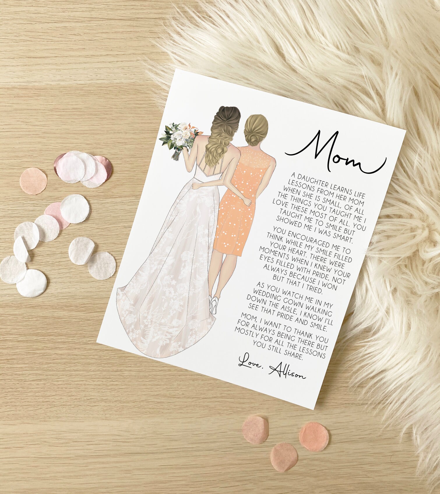 Mother of the Bride Thank You Print, Custom Illustration, Wedding Fav…