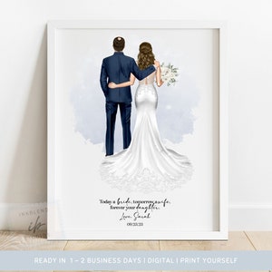 Father of the Bride, Print, Personalized Illustration, Minimalist, Gifts for Dad, Father of the Bride Gift from Daughter, Thank you gift