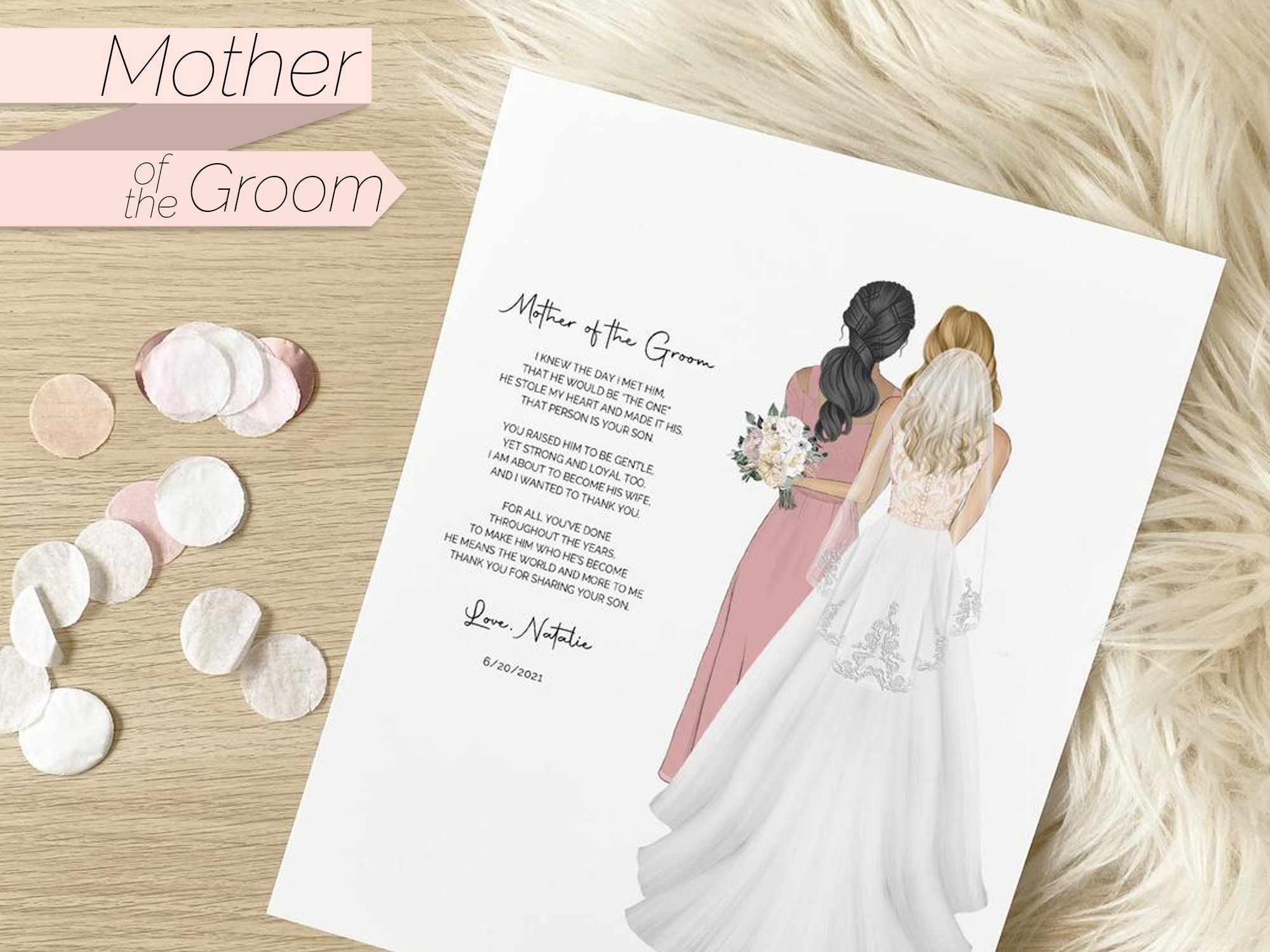 Mother of the Groom From Bride Gift, Wedding Drawing, Personalized Cu…