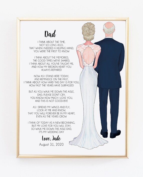 Father Of The Bride Gift Poem Print Custom Illustration Etsy