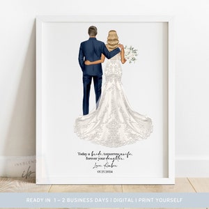 Father of the Bride, Print, Wedding Drawing, Simple, From the Bride, Gifts for Dad, Daughter, Future Bride, Wedding Gifts, Printable, Décor image 1