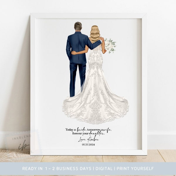 Father of the Bride, Print, Wedding Drawing, Simple, From the Bride, Gifts for Dad, Daughter, Future Bride, Wedding Gifts, Printable, Décor