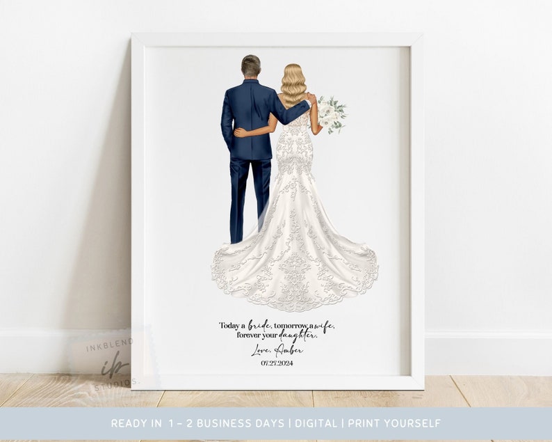 Father of the Bride, Print, Wedding Drawing, Simple, From the Bride, Gifts for Dad, Daughter, Future Bride, Wedding Gifts, Printable, Décor image 1