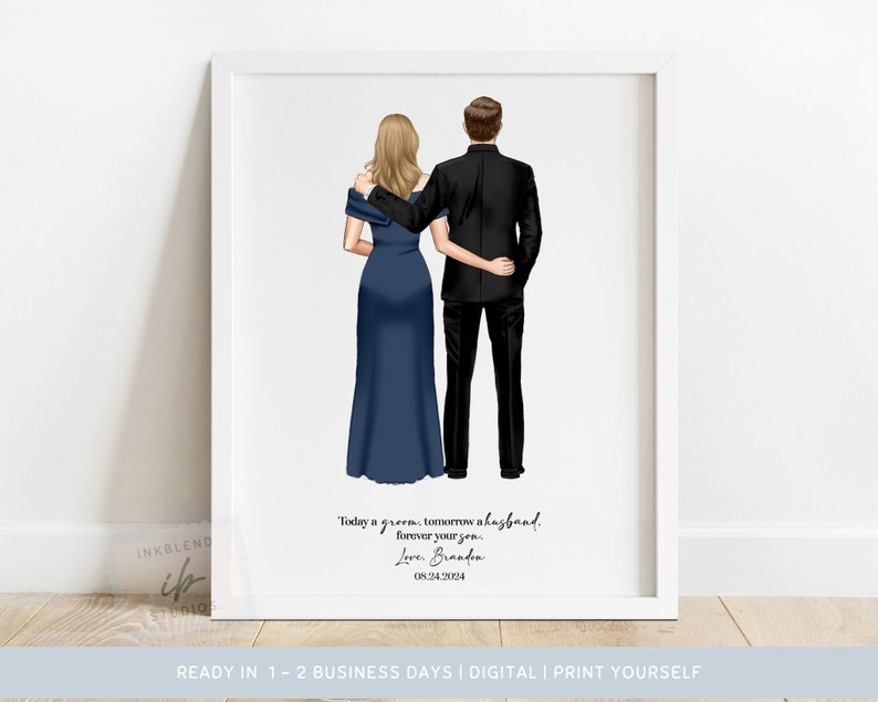 Mother of the Groom, Print, From Son, Hand Drawn, Wedding Day Gift, Personal Wedding Signage, Thank You Gift, Modern Wedding, Gifts For Mom image 1