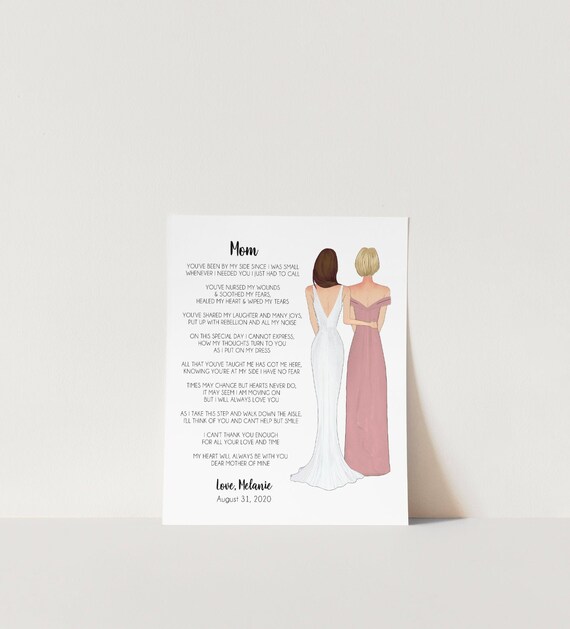 Mother Of The Bride Gift Poem Print Custom Illustration Etsy